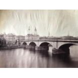 Photograph of London Bridge, late 19thC. Sharp image but paper bears shrivelling