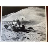 Astronaut Scott at Rover with Hadley Delta & Hadley Rille in background Approx 20x25cm
