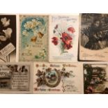 Vintage Greetings postcards. (80) Approx 9x14x6cm