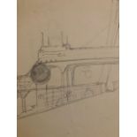 Sketches of ship designs, interior designs and engine. Plus notes and descriptions, Dated 1933.