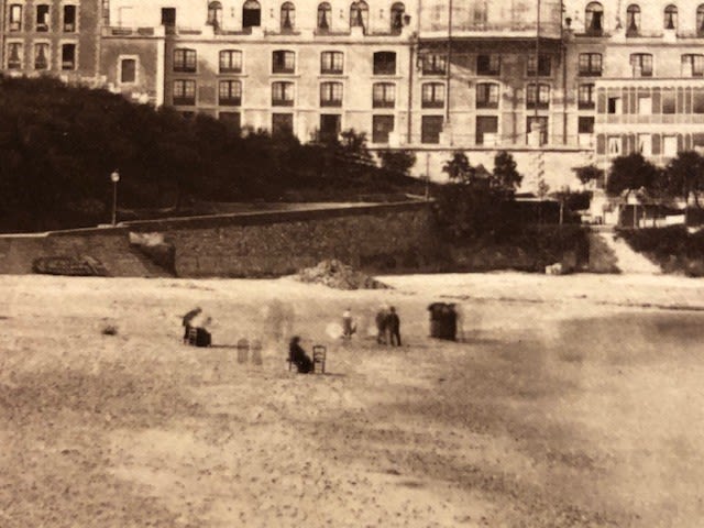 Biarritz, photograph of beach and casino, mounted on card., C1890s, plus Chateau de Chenonceaux on - Image 3 of 5