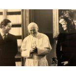 Prince and Princess of Wales meeting the Pope, press photograph 1985. (S22)