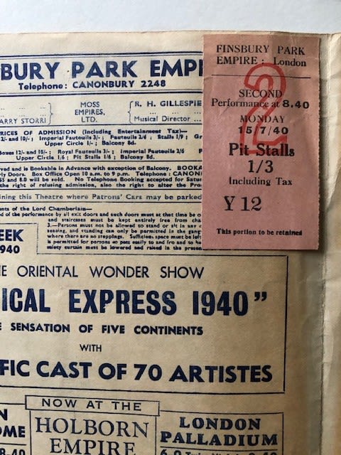 Finsbury Park Empire, theatre programme for July 1940. Includes an entrance ticket for the same - Image 2 of 2