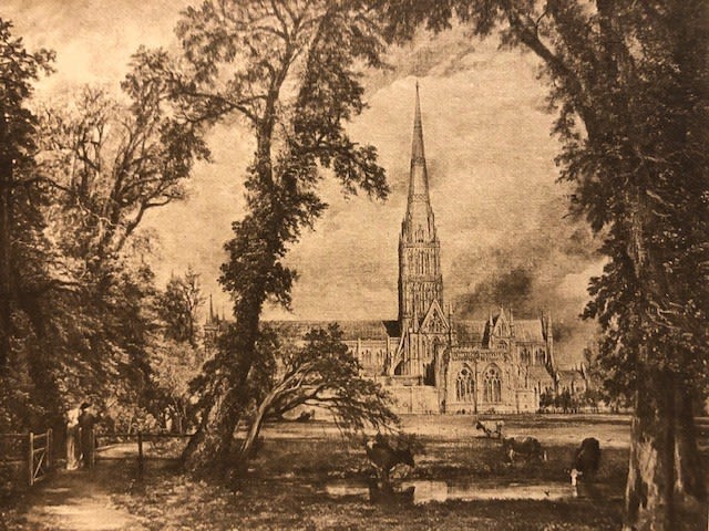 Salisbury Cathedral engraving by John Constable. Largest approx 16x23cm (U5) - Image 3 of 3