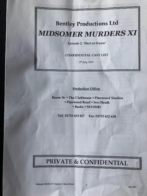 Midsummer Murders, archive of shooting schedules and cast lists for 2007. Includes a full script - Image 4 of 8