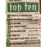 Music chart posters, British, Top Ten and Melody Maker Pop Thirty, Top 50, One dated 1966. (3)