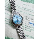 ROLEX DATEJUST LADIES WITH ICE BLUE DIAMOND DIAL (CUSTOM) - COMPLETE WITH ROLEX CERTIFICATE