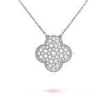 VAN CLEEF & ARPELS MAGIC ALHAMBRA 18CT WHITE GOLD DIAMOND PENDANT WITH NECKLACE (VCA 750 HALLMARKED)