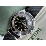 STEEL ROLEX SUBMARINER WATCH NUMBERED 5512 WITH BLACK DIAL/ BEZEL ON BLACK NATO STRAP