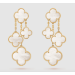 VAN CLEEF & ARPELS MAGIC ALHAMBRA 18CT GOLD MOTHER OF PEARL EARRINGS - 4 MOTIFS (VCA 750 HALLMARKED)