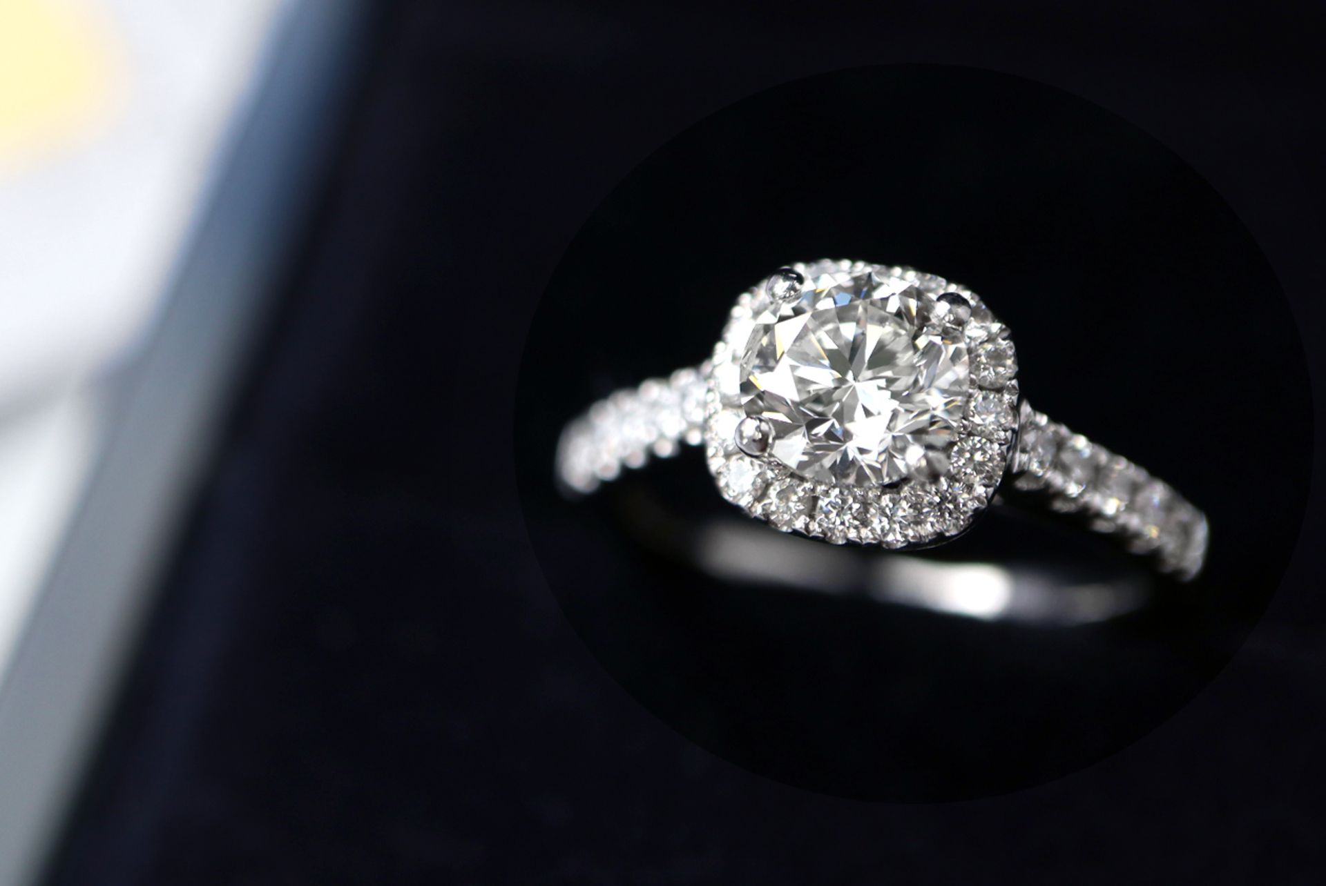 1.50CT ROUND BRILLIANT CUT DIAMOND HALO RING PLATINUM (950) - *CERTIFICATED* - Image 5 of 8