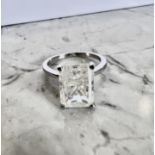 RADIANT CUT 4.03CT SOLITAIRE DIAMOND RING IN 14K WHITE GOLD - NO RESERVE