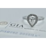 GIA CERTIFICATED 1.02CT PEAR & BRILLIANT CUT DIAMOND RING IN 18K WHITE GOLD- £6500 ins valuation inc