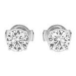 0.82CT DIAMOND EAR STUDS IN 14K WHITE GOLD (SI QUALITY) - SCREW-BACK THREADED