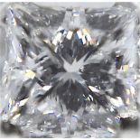 ONE FINE DIAMOND SOLITAIRE PLATINUM RING - PRINCESS CUT 0.85CT VVS2 / D