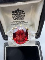 MOZAMBIQUE DEEP ORANGE RED VERY FINE NATURAL 6.23CT RUBY & 1.45CT DIAMOND RING - GCS CERTIFICATED