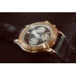 RARE GENTLEMANS 18K SOLID GOLD MAUBOUSSIN CHRONOGRAPH WRIST WATCH