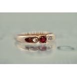 BEAUTIFUL RUBY & DIAMOND RING SET IN ROSE GOLD (SIZE M)