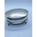 HALLMARKED SILVER JEWELLERY BOX - VINTAGE FOOTED DRESSER BOX - EDWARDIAN