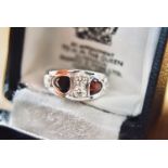 UNUSUAL 1.80CT DIAMOND 18K WHITE GOLD 'HEART' RING (HEART TOURMALINE & SPINEL) - 0.80CT VS1-2