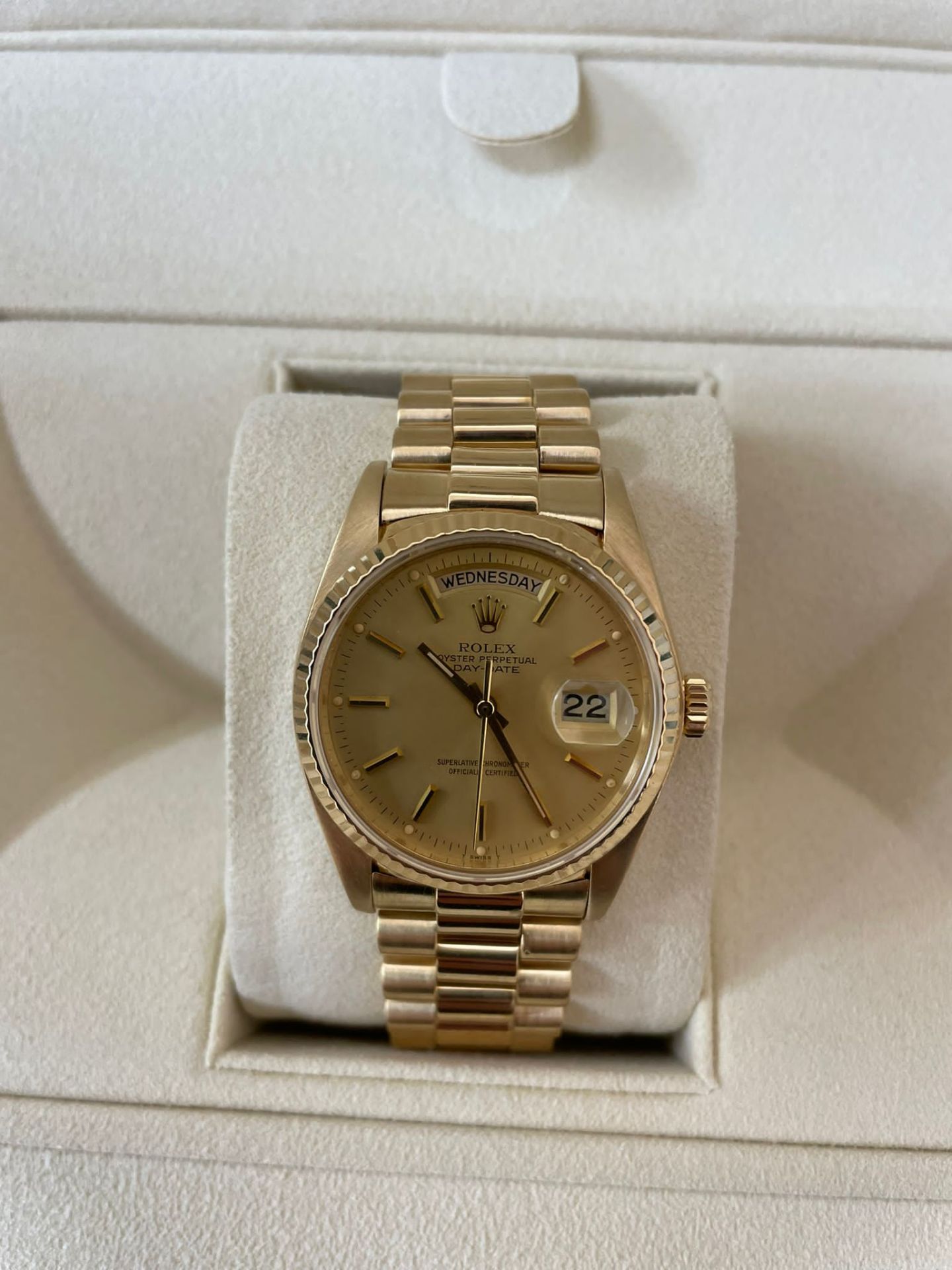 18K ROLEX DAY DATE PRESIDENT WRIST WATCH (36MM) / SERVICED WITH PAPERWORK* & £28,550 VALUATION