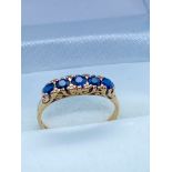 ANTIQUE 9ct ROSE GOLD 5 STONE SAPPHIRE RING