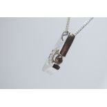 9CT WHITE GOLD DIAMOND PENDANT & NECKLACE (COGNAC & WHITE DIAMONDS)