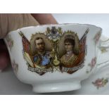 PORCELAIN 1911 KING GEORGE V & QUEEN MARY CUP & SAUCER - LANGFIER