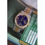 ROLEX DATEJUST REF. 116233 36MM BLUE DIAL (ROMAN NUMERALS) DIAMOND SET (M SERIAL) WITH WARRANTY CARD