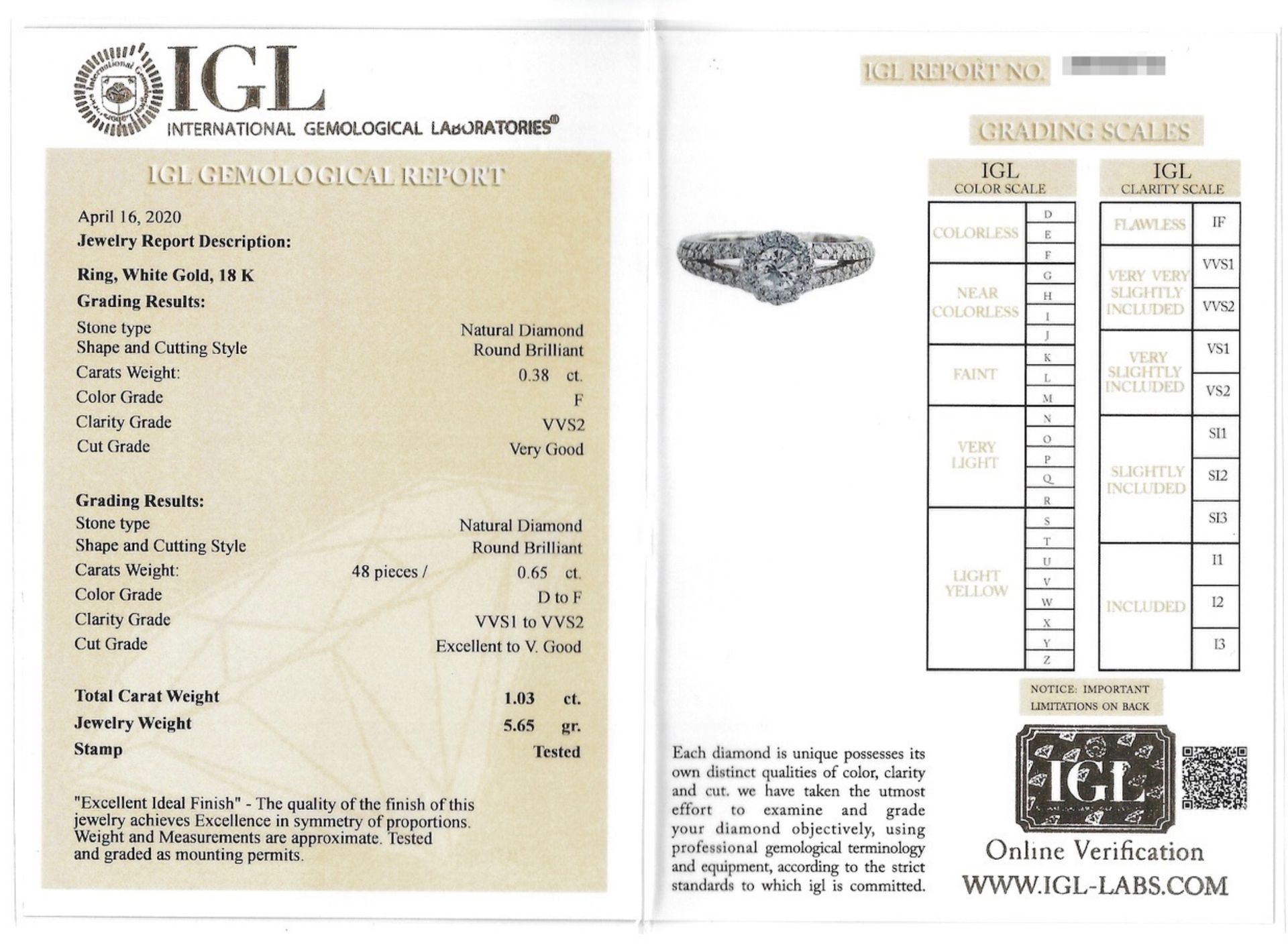 1CT DIAMOND *VVS D/F* IGL CERTIFICATED 18CT WHITE GOLD SPLIT SHANK HALO RING - Image 5 of 14