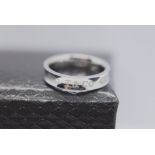 18ct WHITE GOLD TIFFANY & CO 1837 RING - MARKED TIFFANY & CO. AU 750)