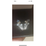 10k WHITE GOLD AQUAMARINE & BLUE SAPPHIRE EARRINGS