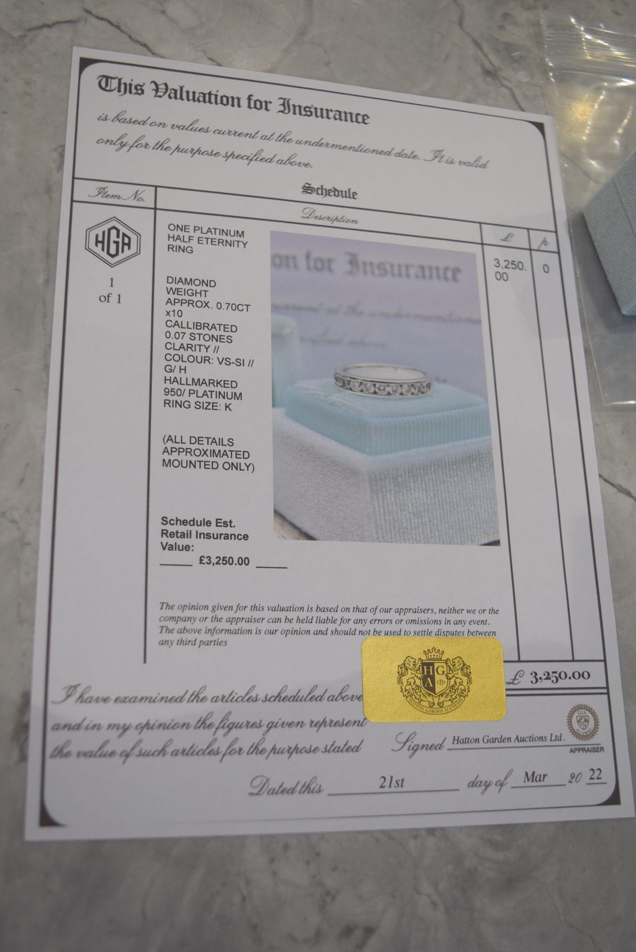 £3,250.00 VALUATION PLATINUM *DIAMOND ETERNITY RING* - Image 2 of 5