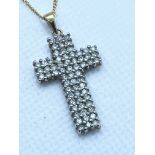 9ct YELLOW GOLD 1.00ct DIAMOND SET CROSS WITH 9ct GOLD CHAIN