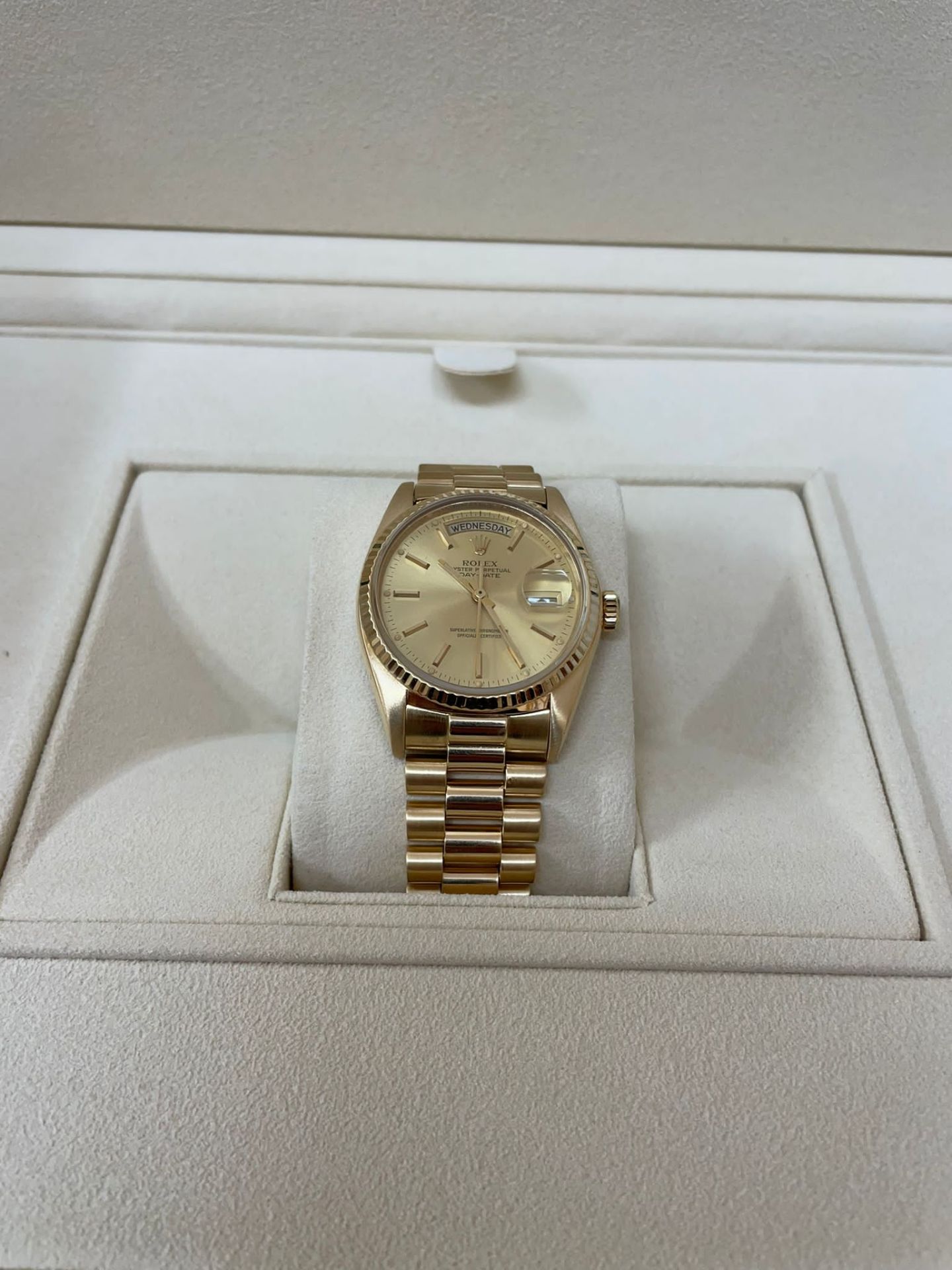 18K ROLEX DAY DATE PRESIDENT WRIST WATCH (36MM) / SERVICED WITH PAPERWORK* & £28,550 VALUATION - Image 7 of 7