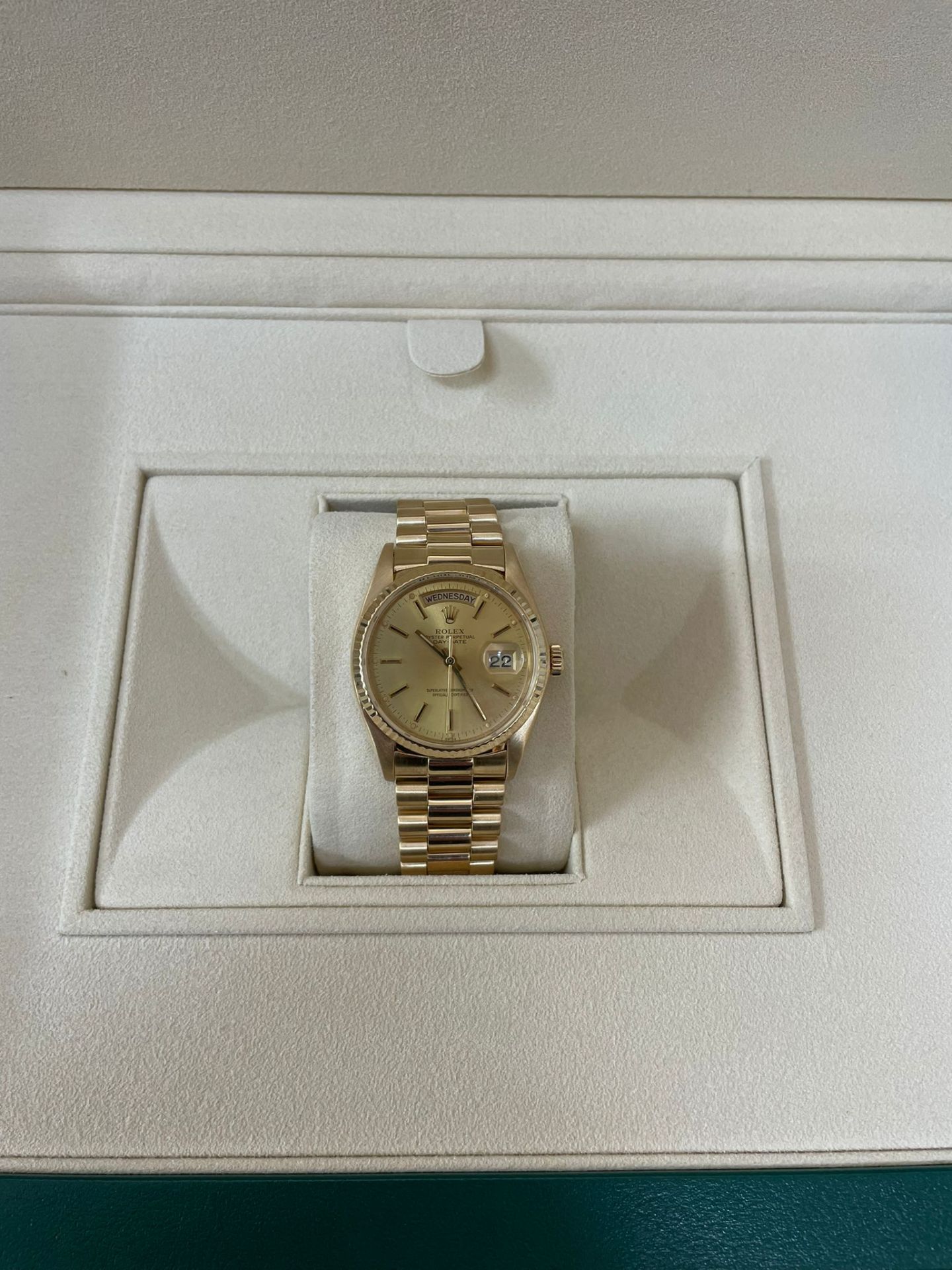 18K ROLEX DAY DATE PRESIDENT WRIST WATCH (36MM) / SERVICED WITH PAPERWORK* & £28,550 VALUATION - Image 3 of 7