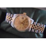 ROLEX 18K/ STEEL DATEJUST 16013 - CHAMPAGNE DIAL (36MM MENS MODEL, R SERIAL REF. 16013)