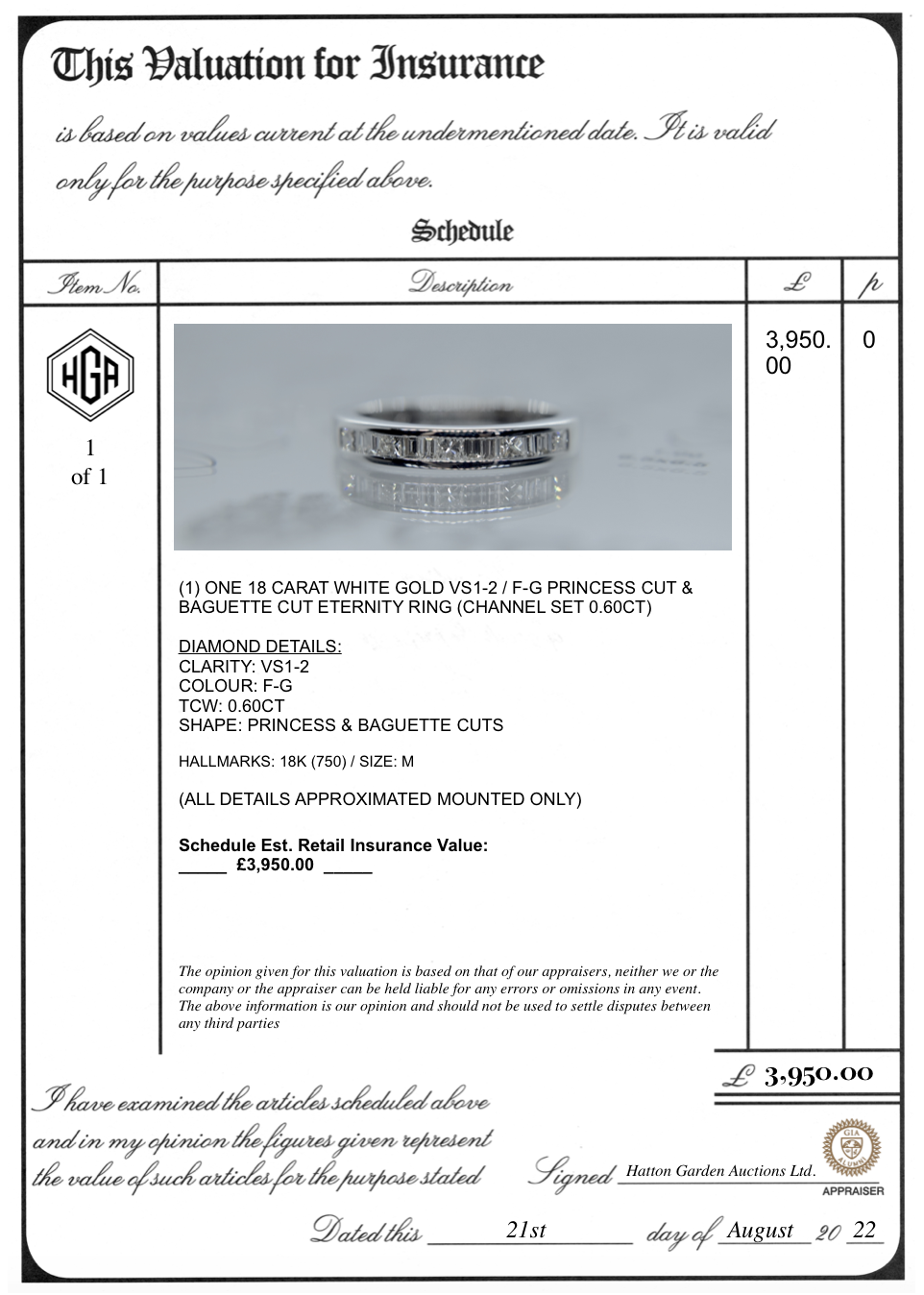 18 CARAT WHITE GOLD VS1-2 / F-G PRINCESS CUT & BAGUETTE CUT ETERNITY RING (CHANNEL SET 0.60CT) - Bild 3 aus 9