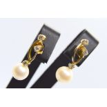 18K DIAMOND (0.40CT) & PEARL EARRINGS