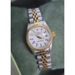 ROLEX DATEJUST REF. 69173 LADIES 26MM MODEL (18K & STEEL/ WHITE ROMAN DIAL/ JUBILEE BRACELET)