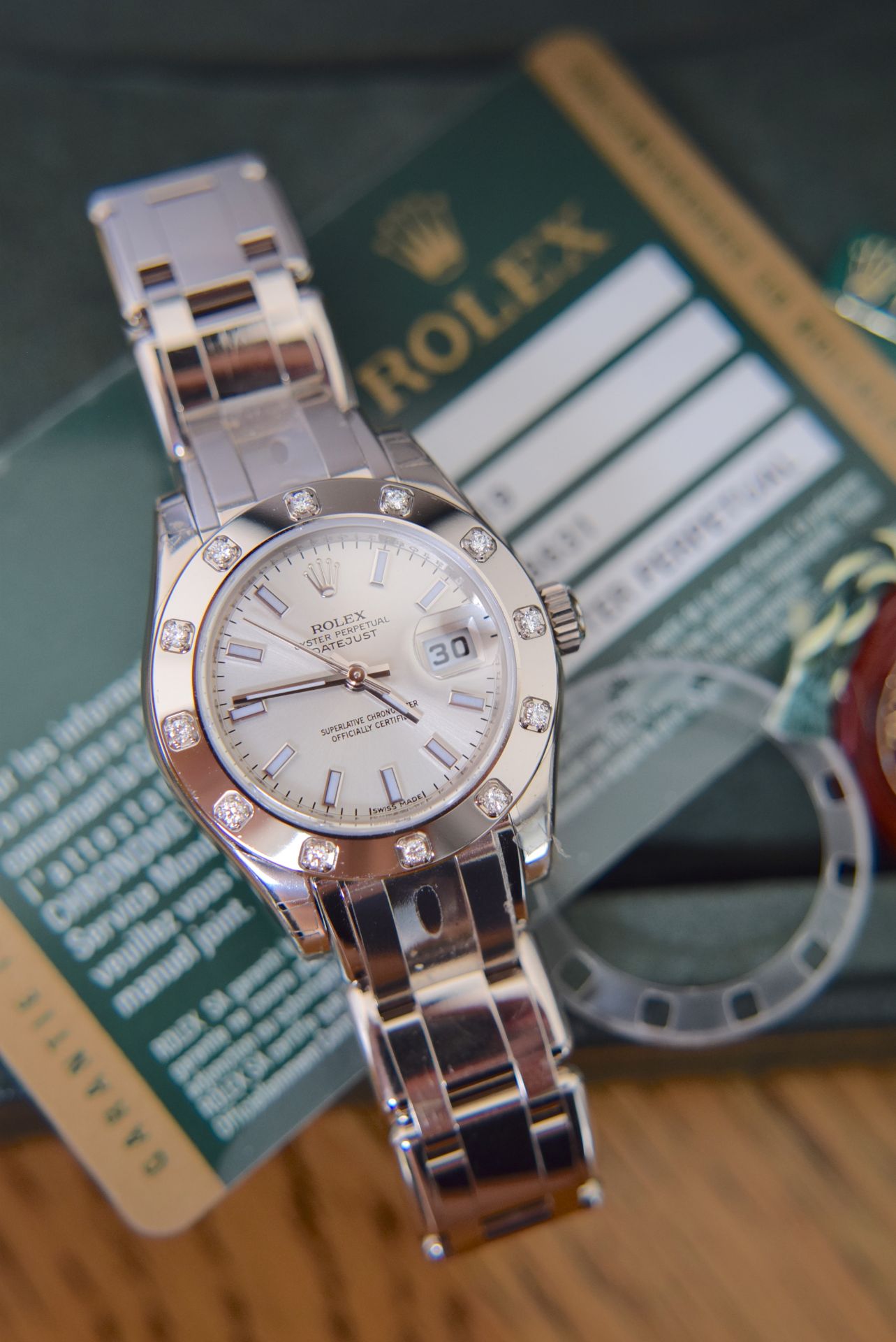 BEAUTIFUL UNWORN & STICKERED ROLEX DIAMOND 'PEARLMASTER' - FULL 18K WHITE GOLD (CERT CARD ETC.) - Image 3 of 10