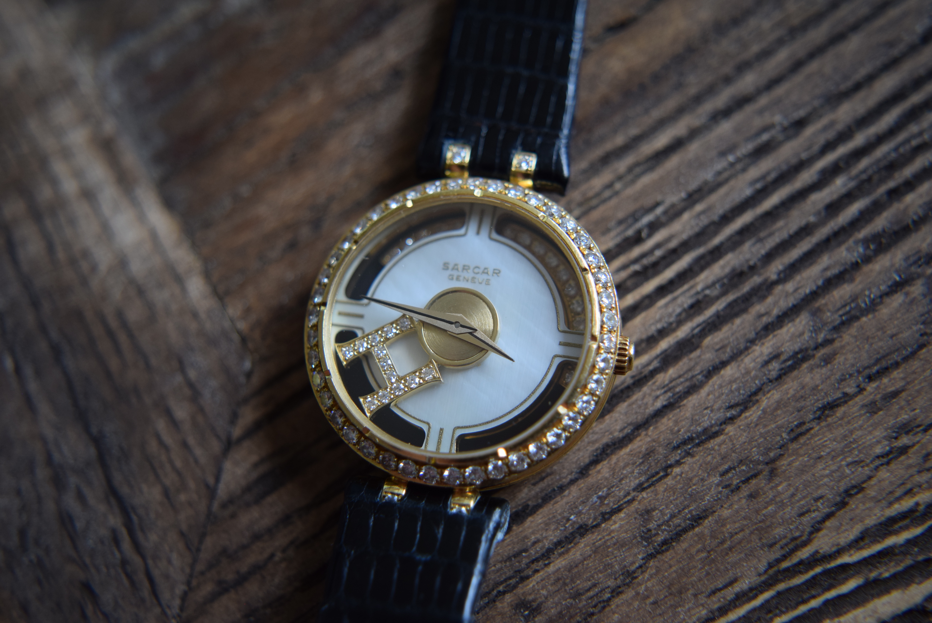 DIAMOND SARCAR GENEVE MAGIC MOON 18K WATCH - UNUSUAL SPINNING INTERNAL DESIGN - 25MM - Bild 3 aus 6