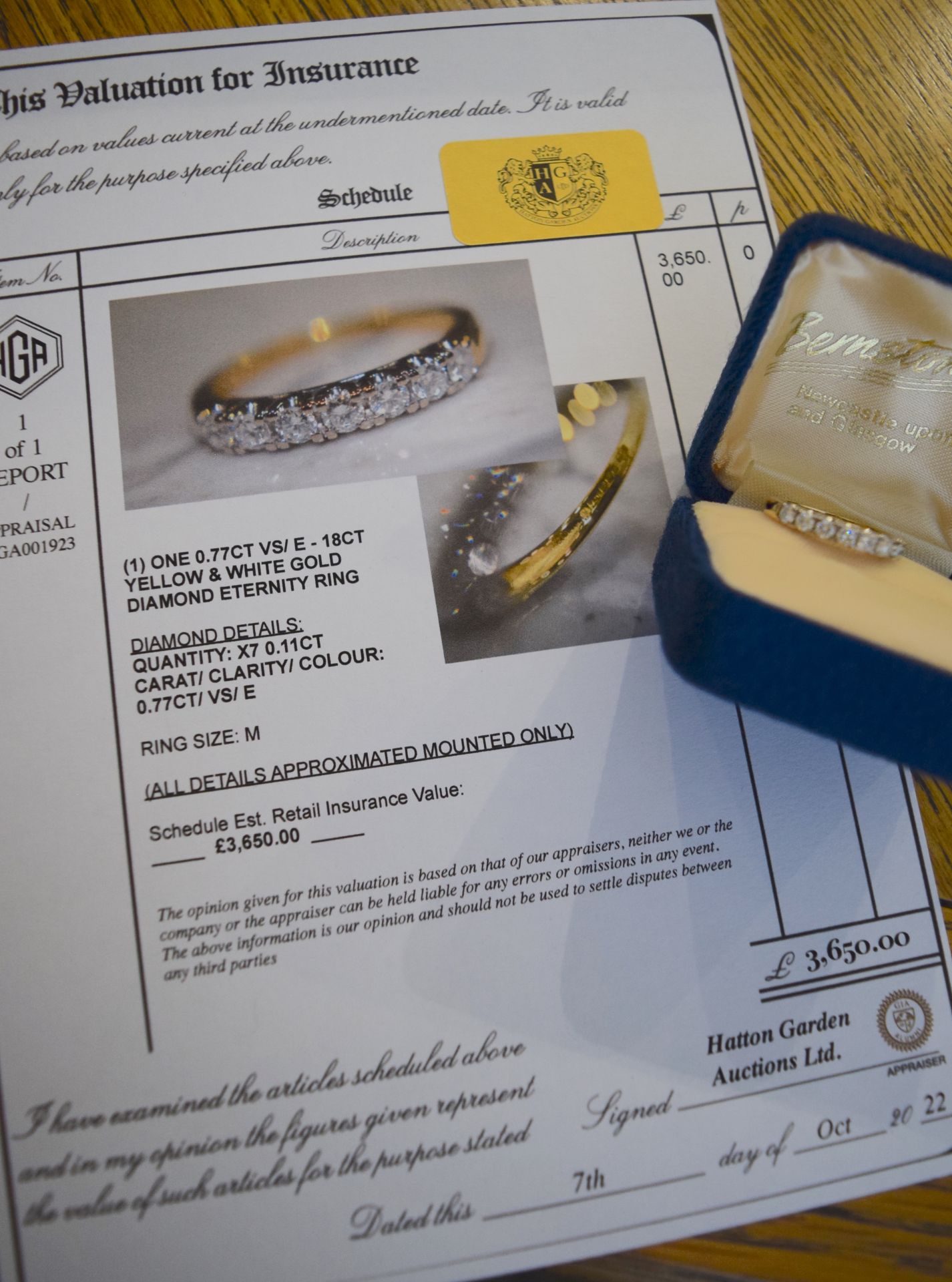 0.77CT VS/ E - 18CT YELLOW & WHITE GOLD DIAMOND ETERNITY RING   (BOX & VALUATION) - Image 3 of 11