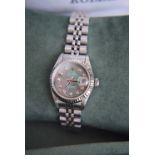 ROLEX Ref. 69174 DATEJUST STEEL/ 18K WHITE GOLD 26MM - BLACK MOP DIAMOND DIAL