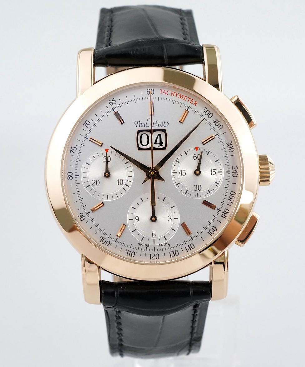 18K PAUL PICOT FIRSHIRE REF. 182 "BIG DATE" CHRONOGRAPH WATCH (CASE WIDTH 39MM)