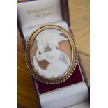1800 INSCRIBED CAMEO BROOCH (TESTED AS GOLD - 19.5 GRAMS)