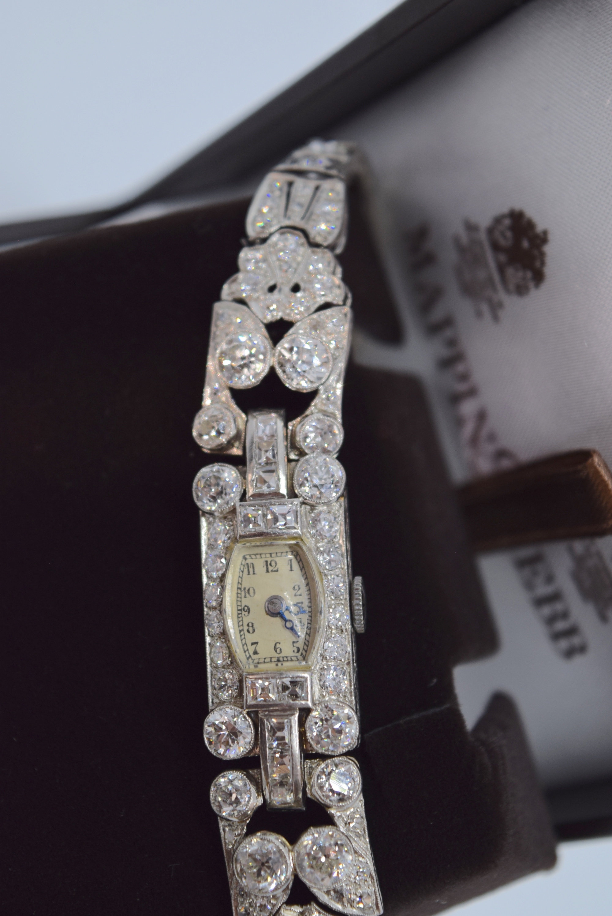 9.00CT OLD CUT DIAMOND & PLATINUM ART DECO COCKTAIL WATCH - Bild 3 aus 4