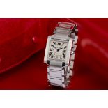 CARTIER TANK REF. 2302 *LARGE MODEL* IVORY/ SILVER GUILLOCHE DIAL - AUTO CARTIER MOVEMENT