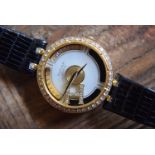 DIAMOND SARCAR GENEVE MAGIC MOON 18K WATCH - UNUSUAL SPINNING INTERNAL DESIGN - 25MM