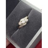 VINTAGE DIAMOND SET RING IN 18CT YELLOW GOLD & PLATINUM (SIZE N)